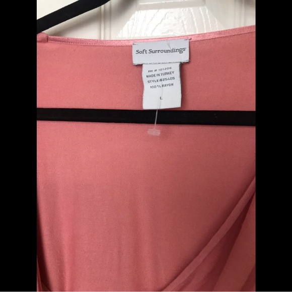 SOFT SURROUNDINGS Pink Jersey Knit Top Shirt Blouse Tunic Crossover Wrap VNeck - Picture 6 of 6